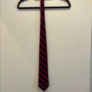 Ralph Lauren Red and Blue Silk Striped Tie
